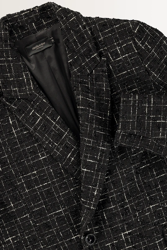Geruite blazer in bouclé