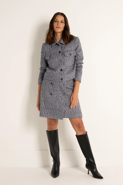 Geruite rok in bouclé