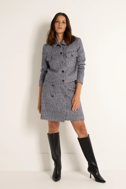 Geruite rok in bouclé