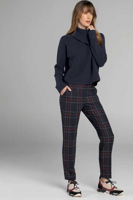 Geruite stretchpantalon