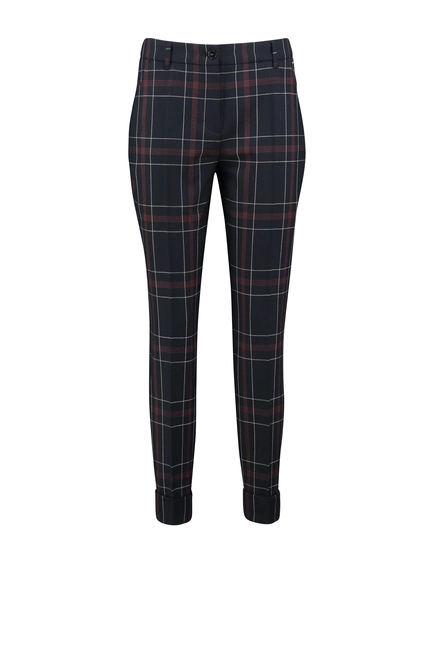 Geruite stretchpantalon