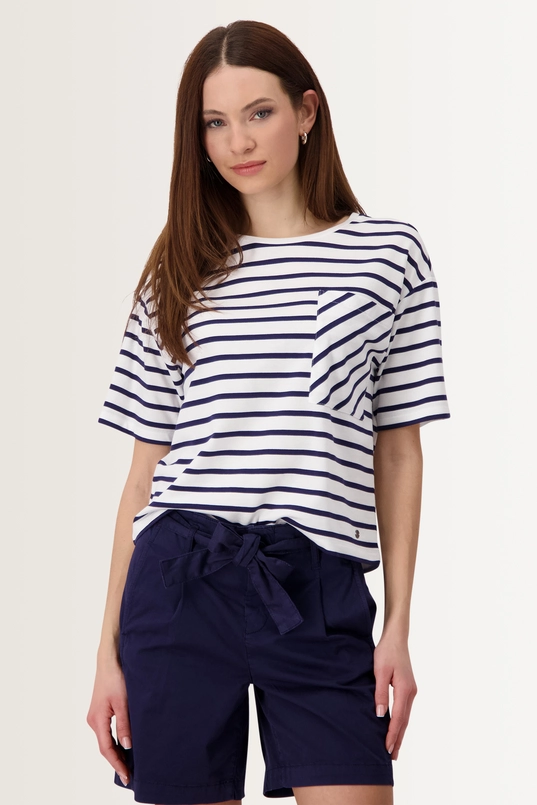 Gestreept T-shirt met borstzak Monari
