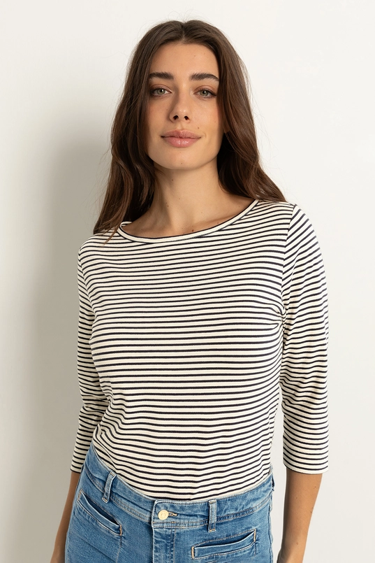 Gestreept t-shirt met metallic accenten