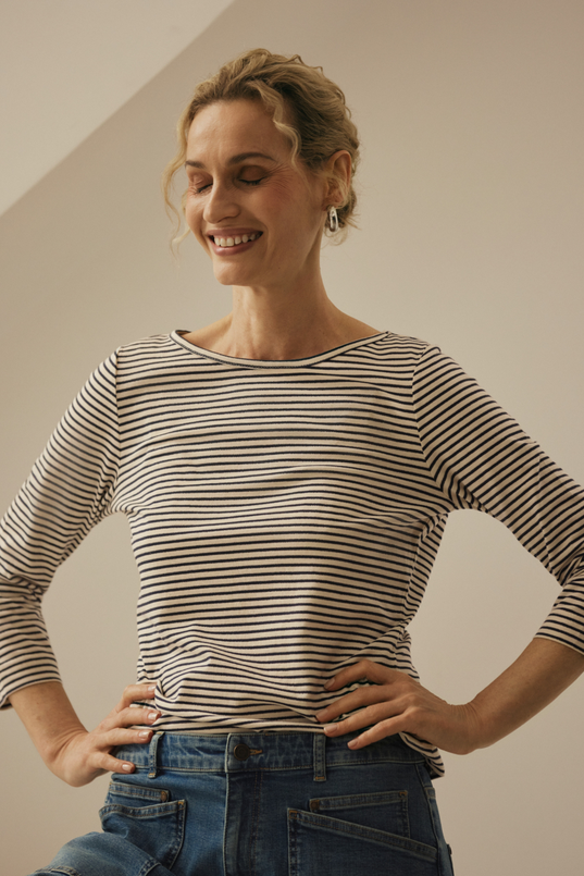 Gestreept t-shirt met metallic accenten