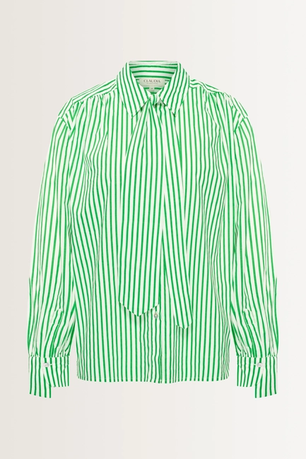 Gestreepte blouse met afneembare stropdas