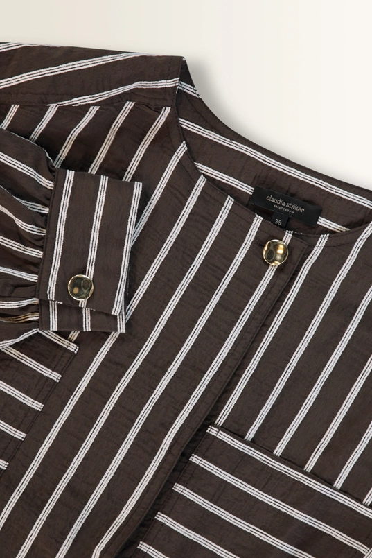 Gestreepte blouse met borstzakken
