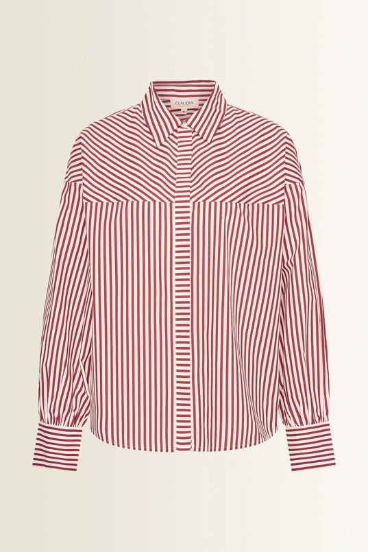 Gestreepte blouse met grafische belijning