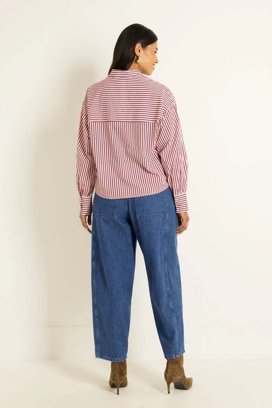 Gestreepte blouse met grafische belijning