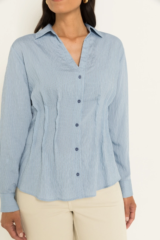 Gestreepte blouse met ingestikte taille