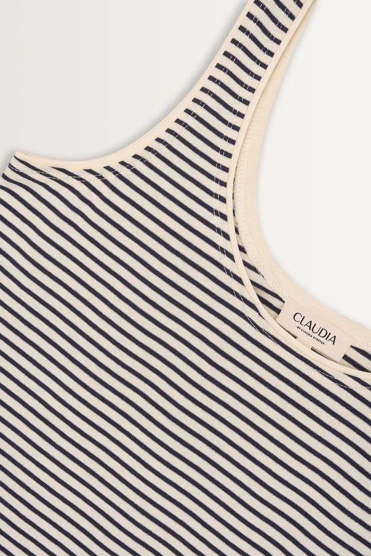Gestreepte tanktop met metallic accent
