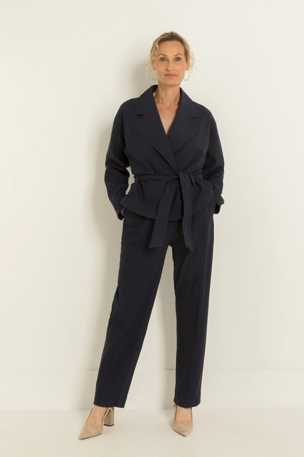 Gestreepte wide-leg broek met elastische taille