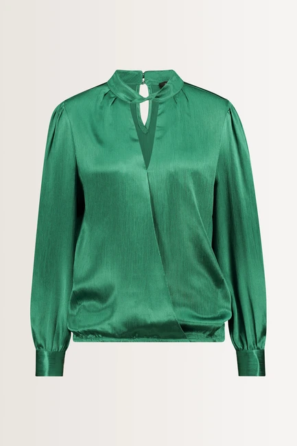 Glanzende blouse met keyhole-detail