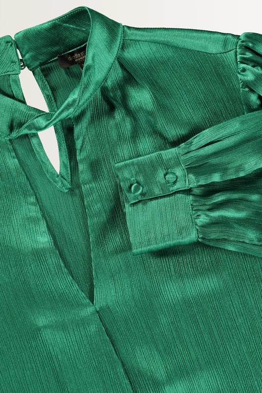 Glanzende blouse met keyhole-detail