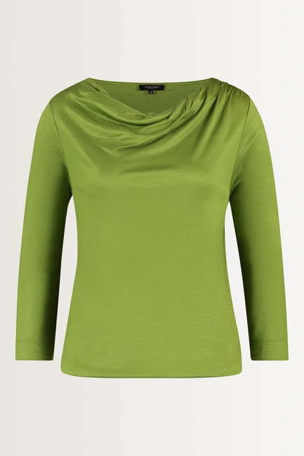 Glanzende top met plooihals