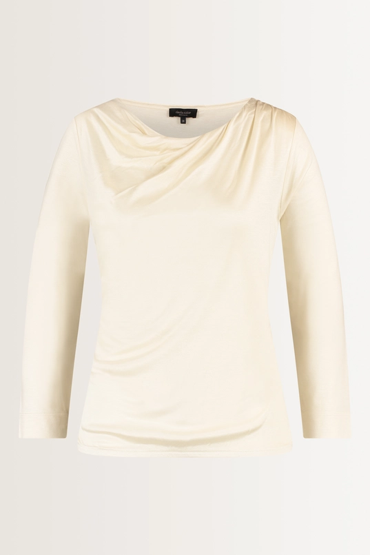 Glanzende top met plooihals