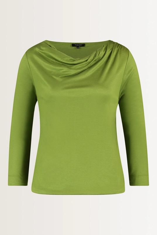 Glanzende top met plooihals