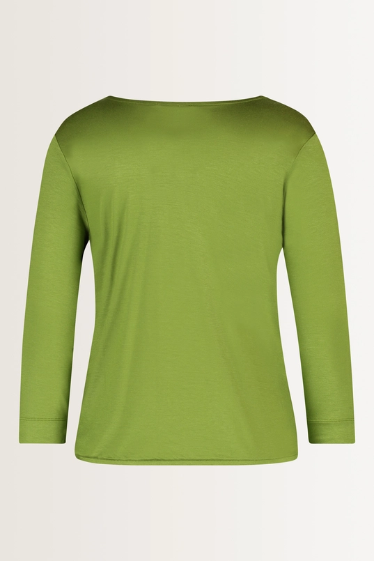 Glanzende top met plooihals