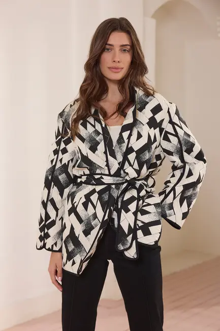 Grafische kimono quilted effect