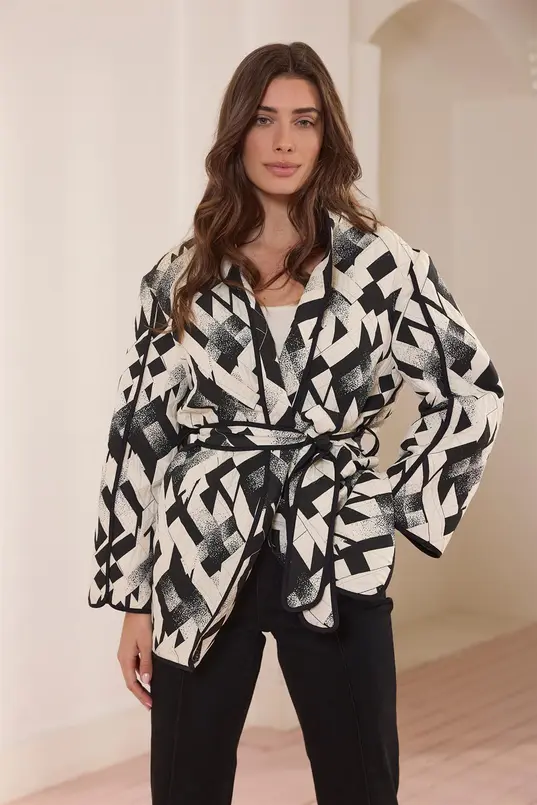 Grafische kimono quilted effect