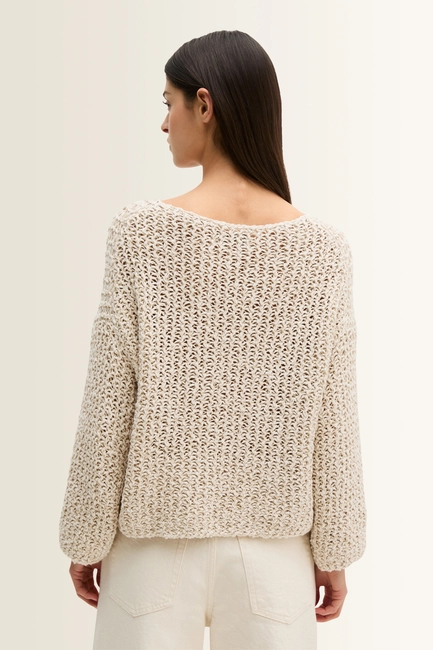Grofgebreide cropped trui open structuur Marc O'Polo