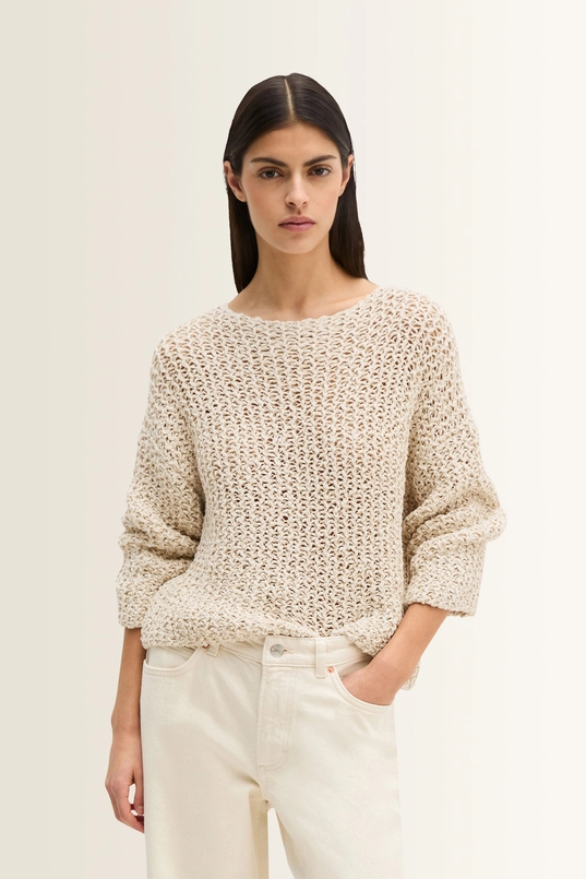 Grofgebreide cropped trui open structuur Marc O'Polo