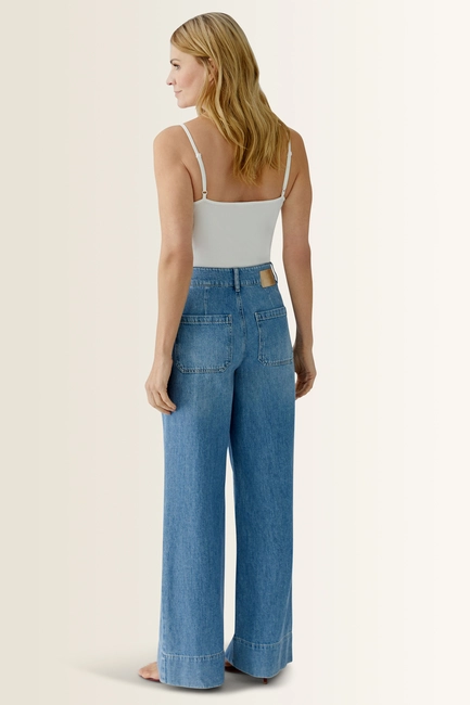 High waist jeans met wijde pijpen OUI