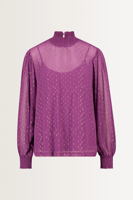 Jacquard blouse met goudaccenten