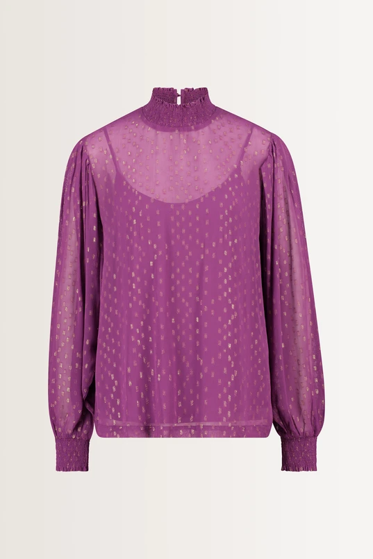 Jacquard blouse met goudaccenten