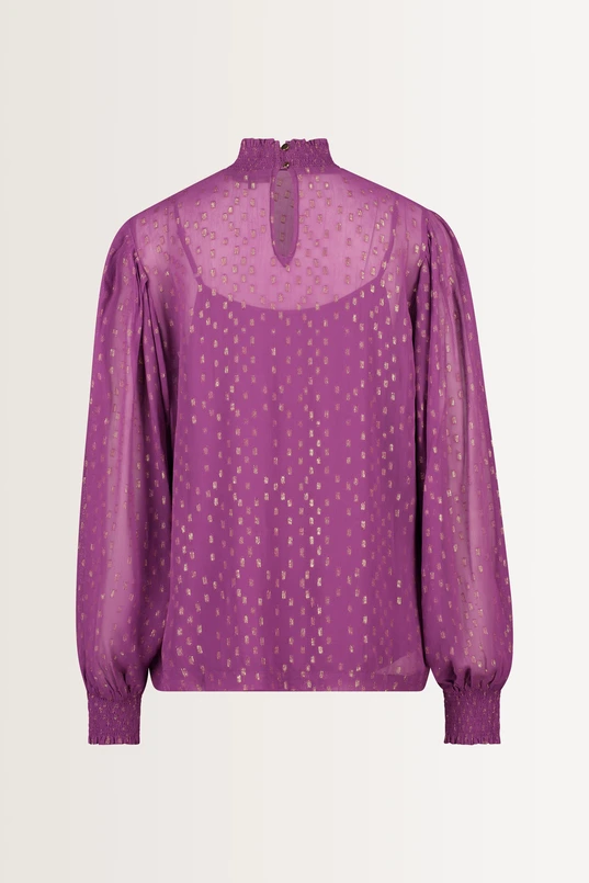 Jacquard blouse met goudaccenten