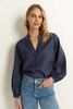 Jacquard blouse met mao-kraag