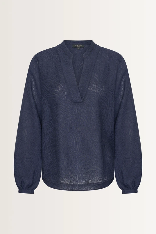 Jacquard blouse met mao-kraag