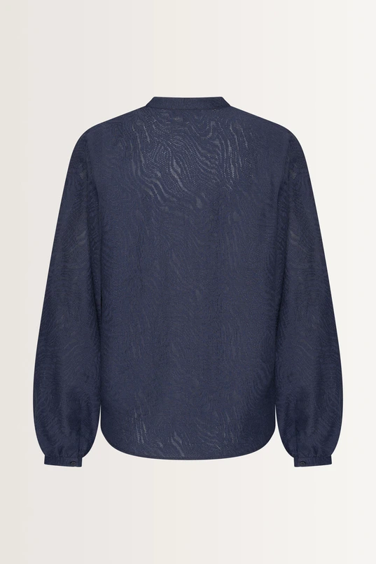 Jacquard blouse met mao-kraag