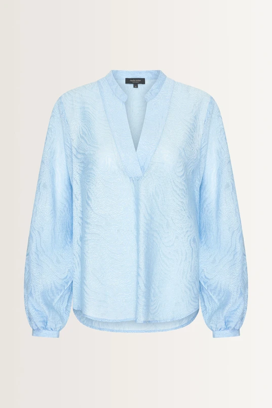 Jacquard blouse met mao-kraag