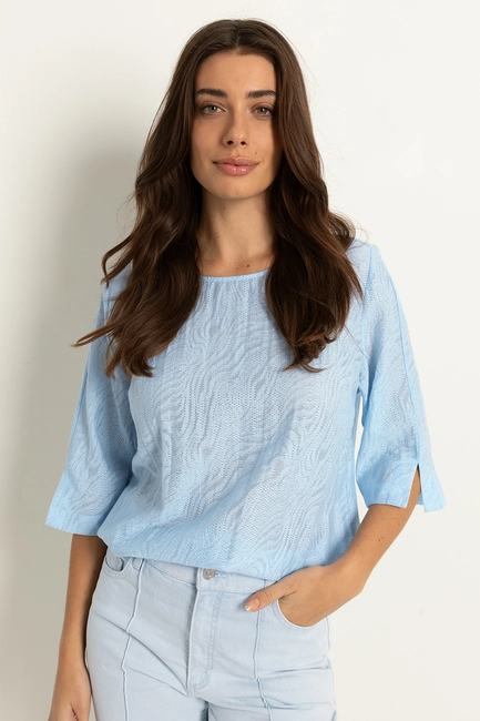 Jacquard top splitmouwen