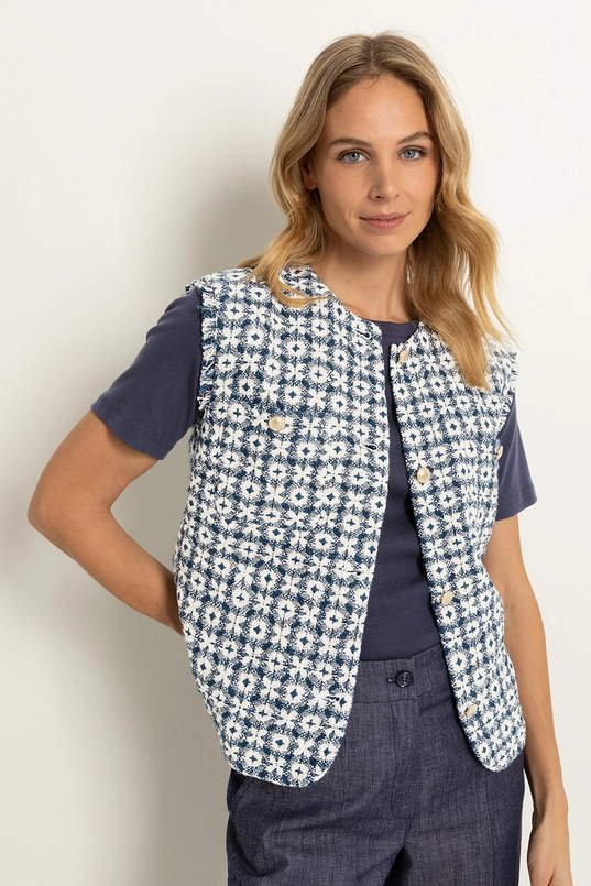 Jacquard vest tweed-look