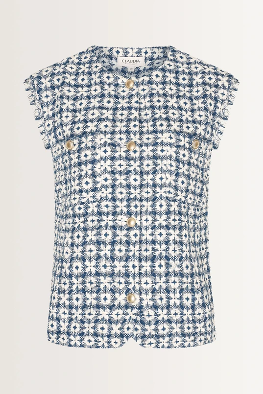 Jacquard vest tweed-look