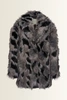 Jas van langharige faux fur met grafisch dessin MAURA