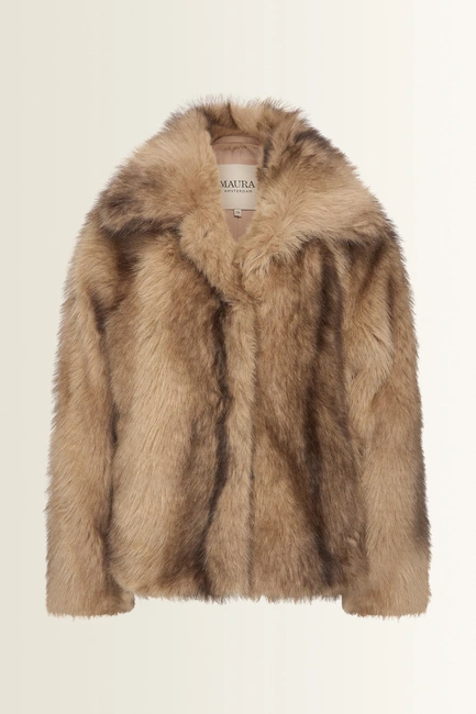 Jasje van langharige faux fur met dierdessin MAURA