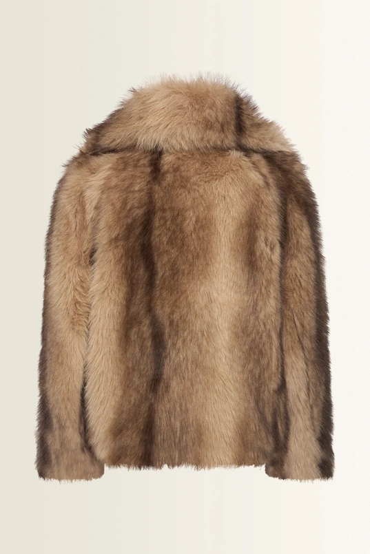 Jasje van langharige faux fur met dierdessin MAURA