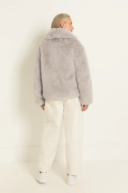 Jasje van langharige faux fur met sjaalkraag MAURA