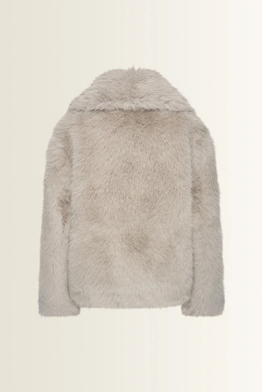 Jasje van langharige faux fur met sjaalkraag MAURA