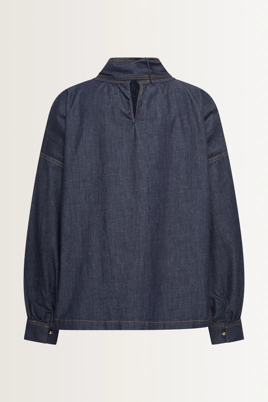 Jeansblouse met strikdetail