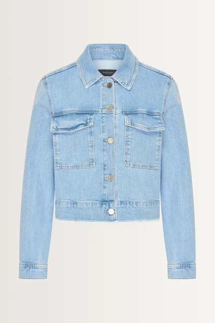 Jeansjack met onafgewerkte zoom