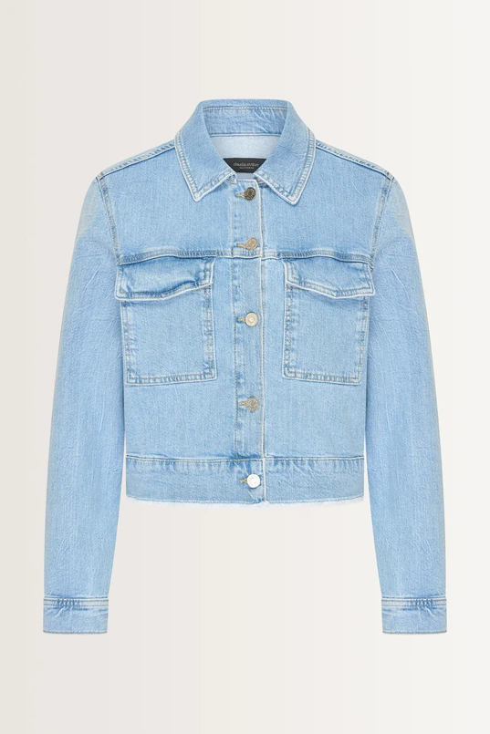 Jeansjack met onafgewerkte zoom
