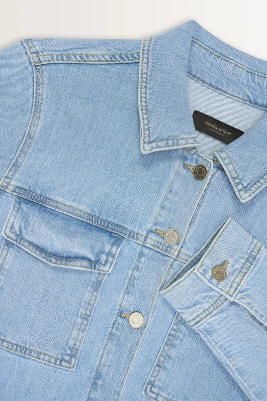 Jeansjack met onafgewerkte zoom