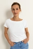 Jersey boothals top korte mouw