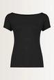 Jersey boothals top korte mouw