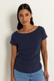 Jersey boothals top korte mouw