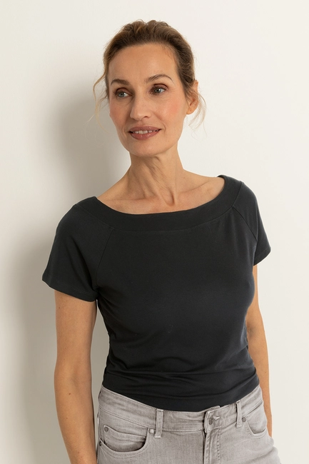 Jersey boothals top korte mouw