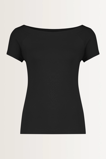 Jersey boothals top korte mouw